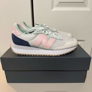 New Balance Women's 237 Grey Pink Blue WS237PGP Casual Running Shoes Size 8